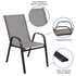 5 Piece Outdoor Patio Dining Set - 55" Tempered Glass Patio Table with Umbrella Hole, 4 Gray Flex Comfort Stack Chairs