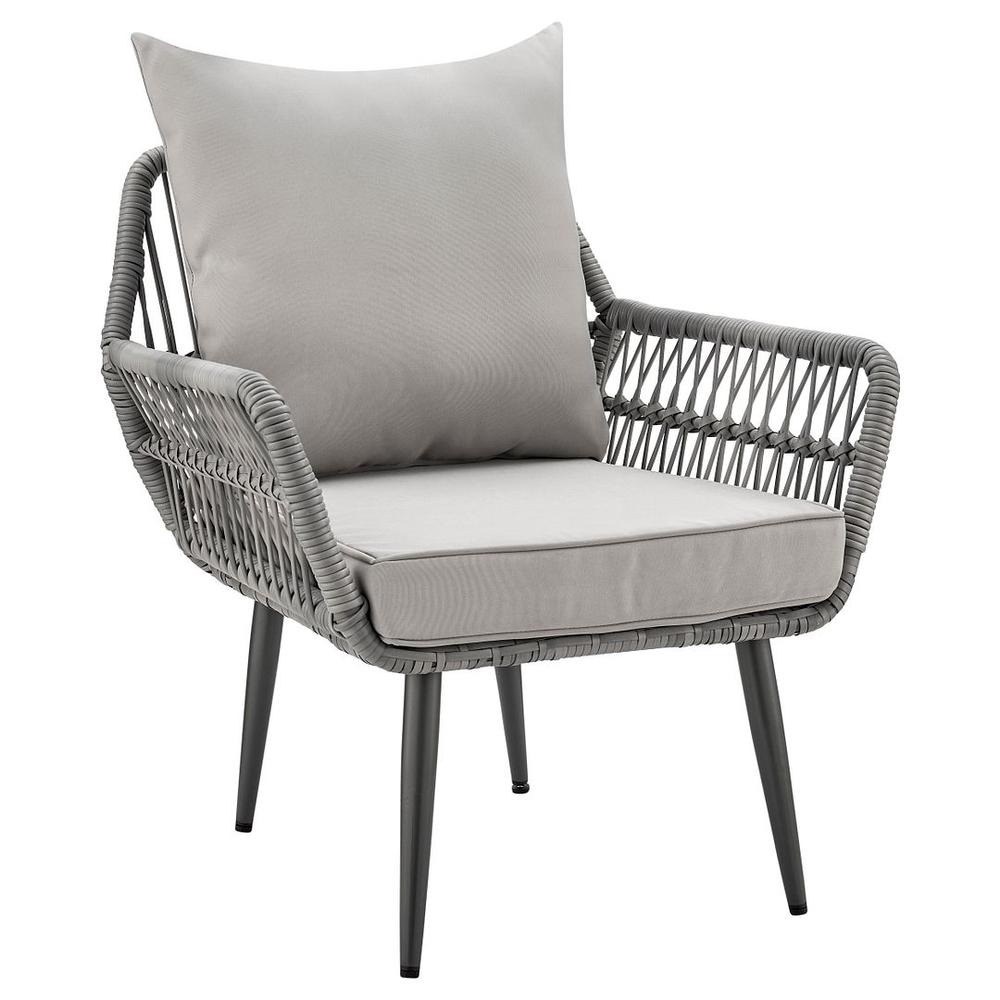 Portofino Rope Wicker 4-Piece Patio Conversation Set with Cushions in Grey