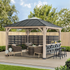 Sunjoy 11 ft. x 11 ft. Cameron Cedar Wood Framed Hot Tub Gazebo with Steel and Polycarbonate Hardtop - Backyard Livings