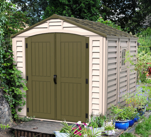 DuraMax 8ft x 8ft DuraPlus Vinyl Shed Kit with Foundation and Window