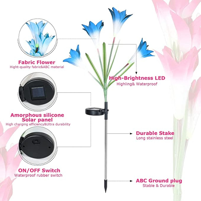 solar powered lily flower lights Lily Solar Flower Lights for the Backyard