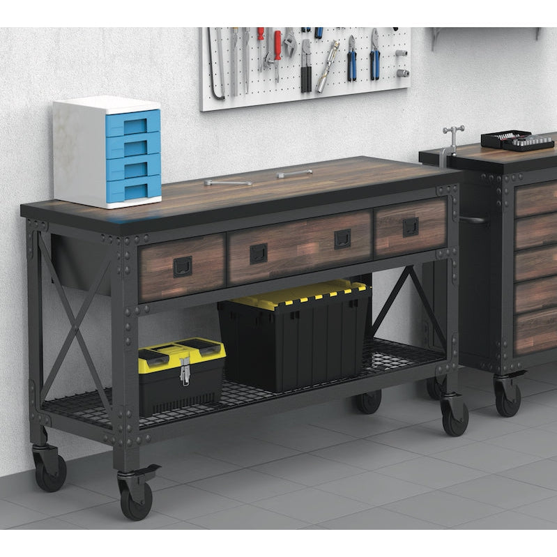 Duramax garage storage Duramax Rolling Workbench Furniture 72 in. x 24 in. with 3 Drawers, for Home, Garage, Workshop