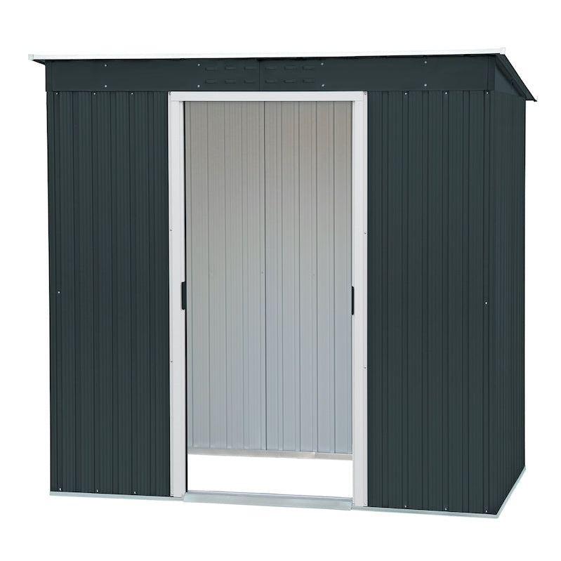 Duramax sheds Duramax 8ft x 4ft Pent Roof Shed Dark Gray with OffWhite Trim