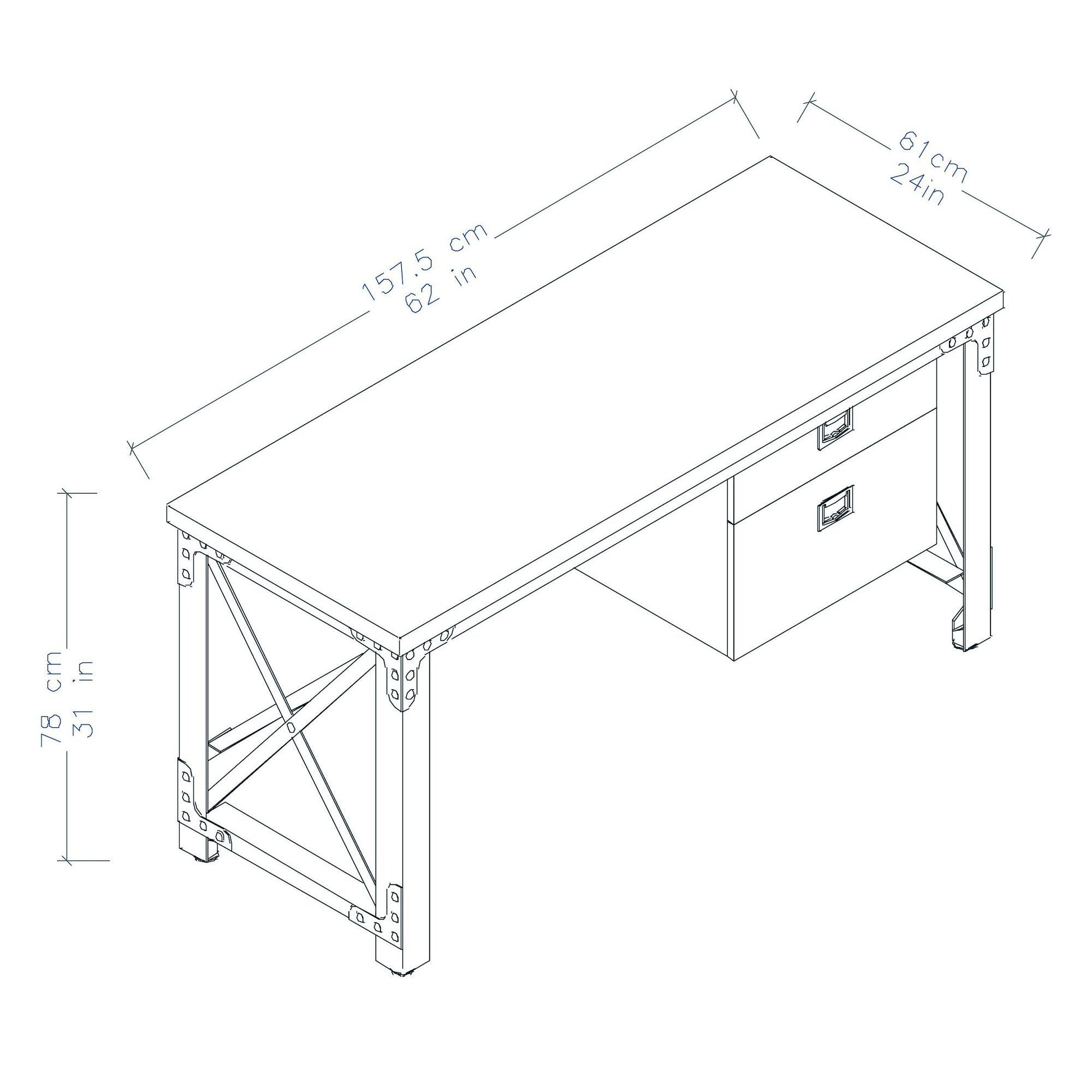 Duramax Work Desks Duramax Jackson 62" Industrial Metal & Wood Desk with Drawers