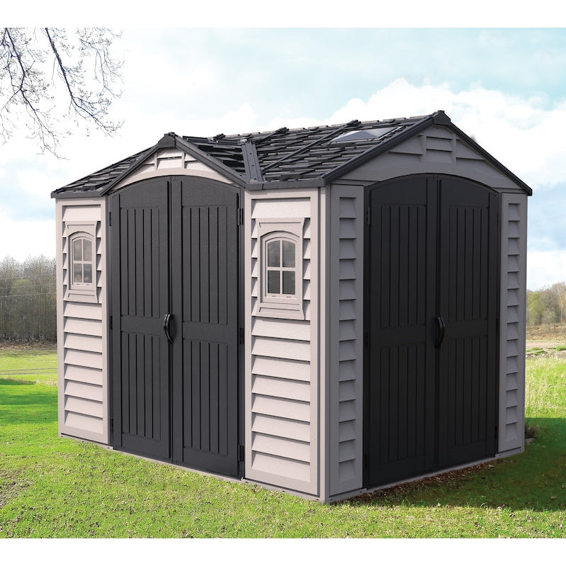 Durasheds Vinyl Sheds Duramax Apex Pro 10.5'X8' Vinyl Shed with Foundation, 2 Windows and Side Door